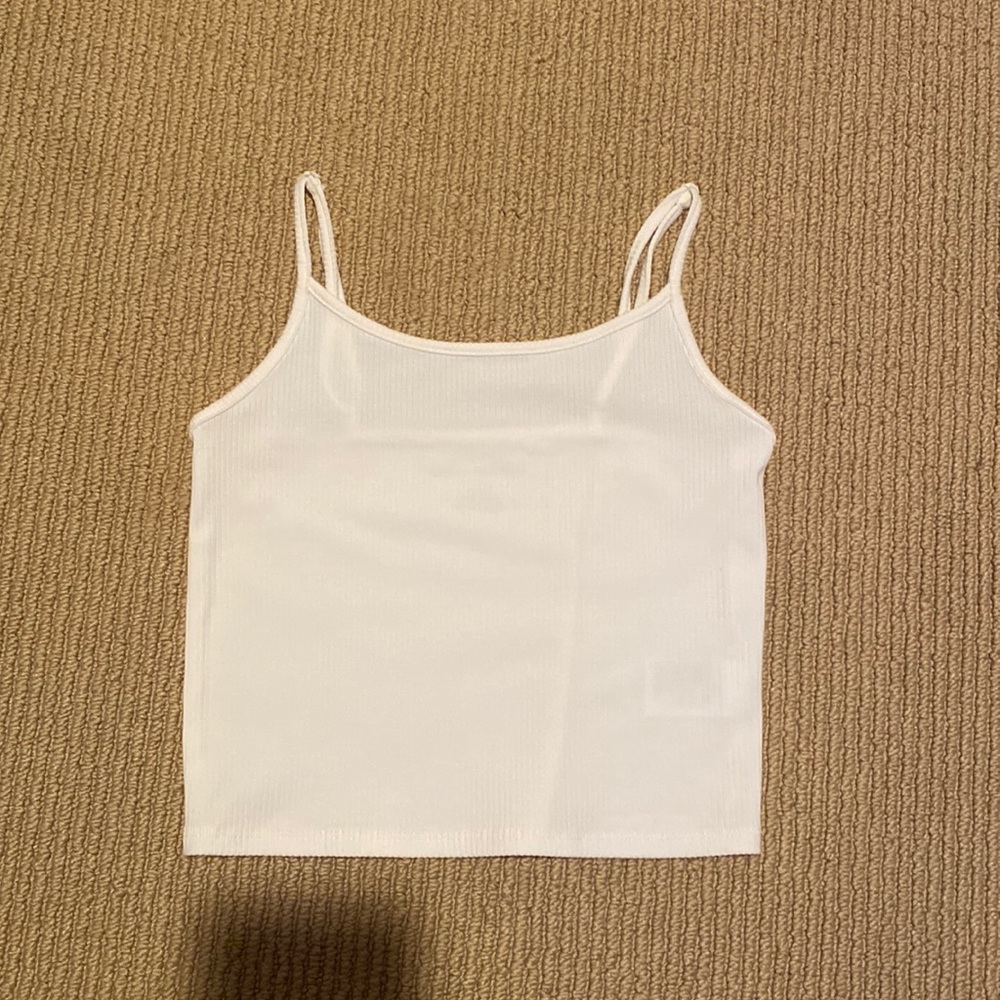 White/Cream cropped tank American Eagle